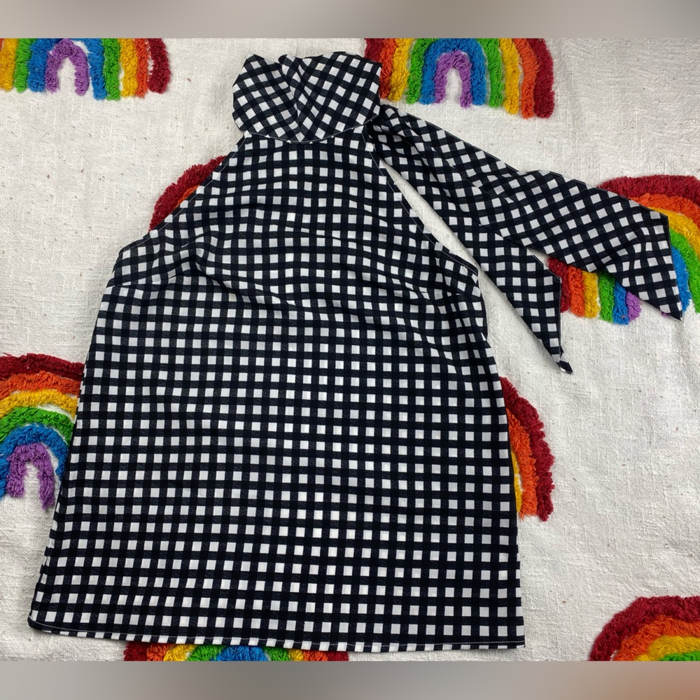 Banana Republic Gingham Sleeveless, High-Necked Top